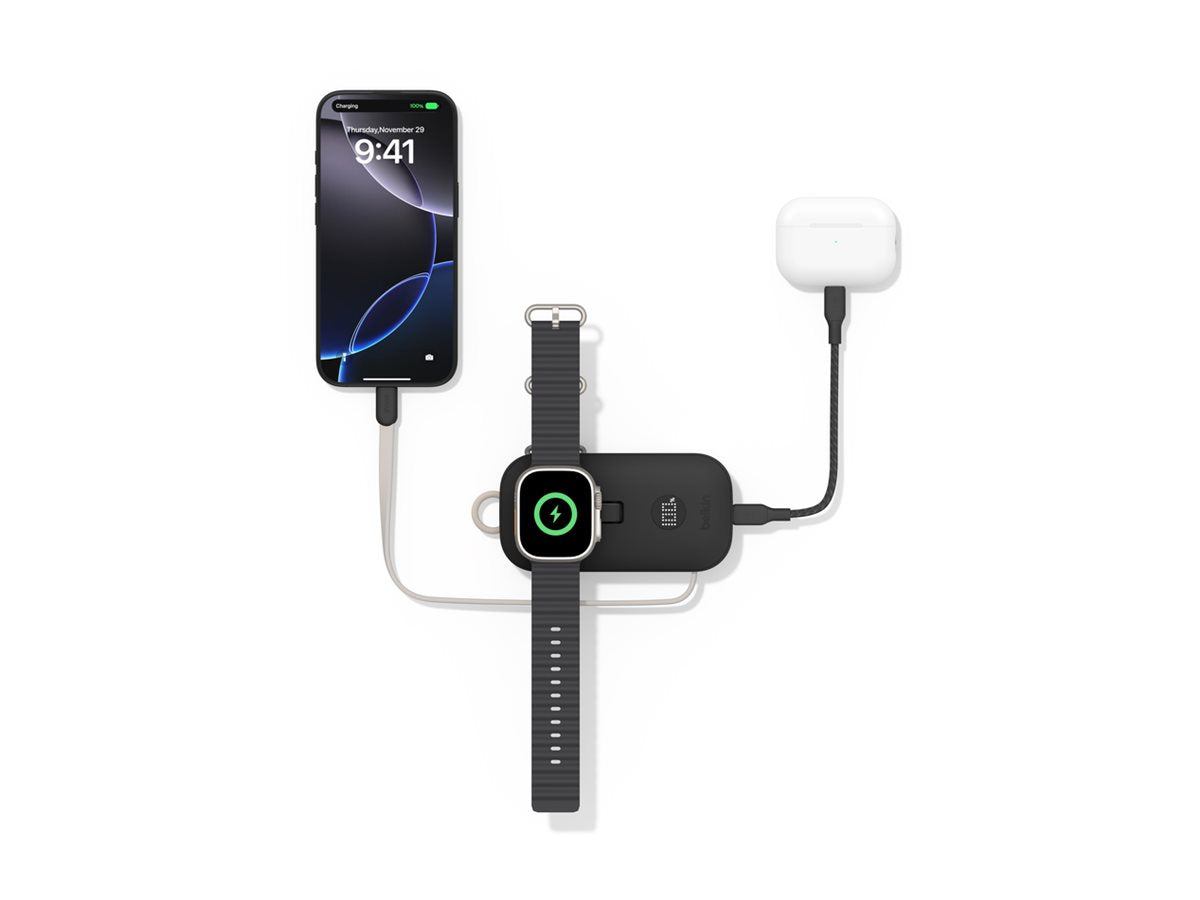 BELKIN Batterie externe 10K 45W avec câble USB-C et module de recharge pour Apple Watch noir