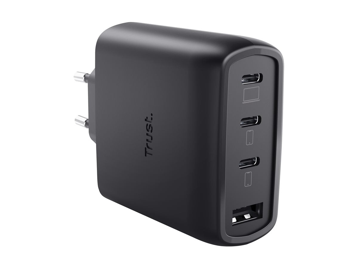 TRUST TRUST Chargeur MAXO USB 65 watts GAN 4 ports 3 USB-C + 1 USB-A + câble noir
