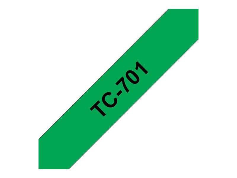 BROTHER P-TOUCH TC-701 noir sur vert 12mm