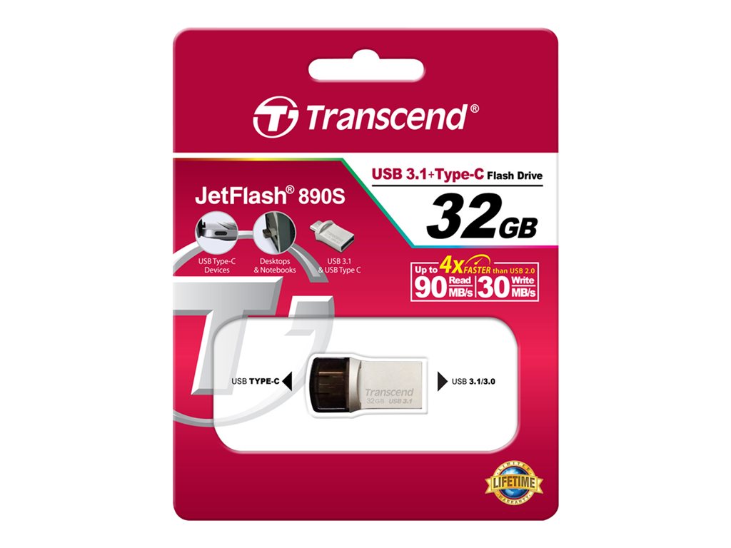 TRANSCEND TRANSCEND 32Go Clé USB3.1 Gen 1- On The Go - Type A et C - Argentée