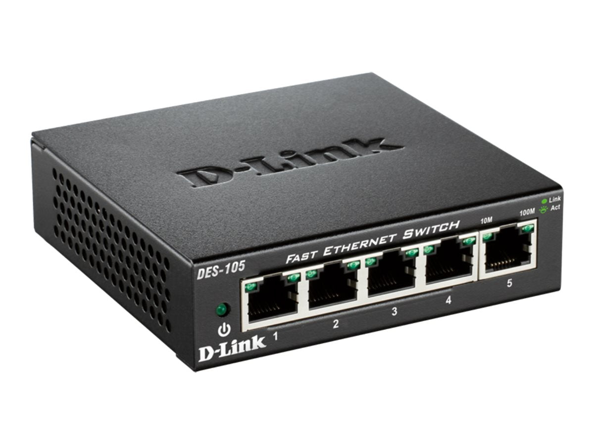 D-LINK D-LINK 5-port 10/100Mbps Fast Ethernet Unmanaged Switch - Metal Housing