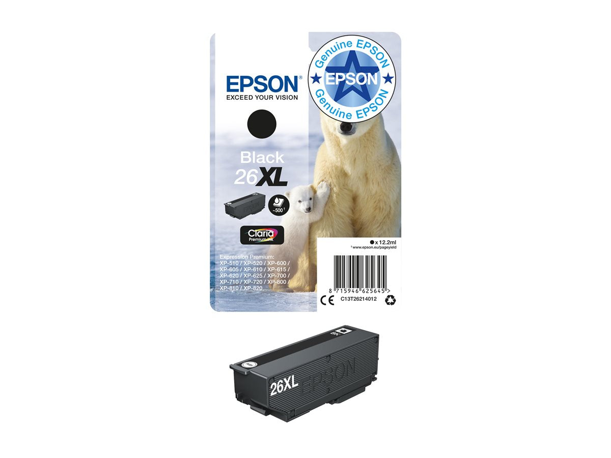 EPSON 4LB 26XL ink cartridge black high capacity 12.2ml 500 pages 1-pack blister without alarm
