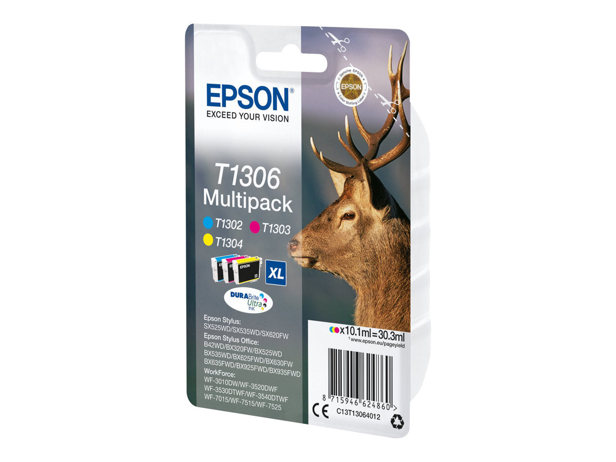EPSON 1LB T1306 ink cartridge tri-colour extra high capacity 3 x 10.1ml 3-pack blister without alarm - DURABrite Ultra Ink