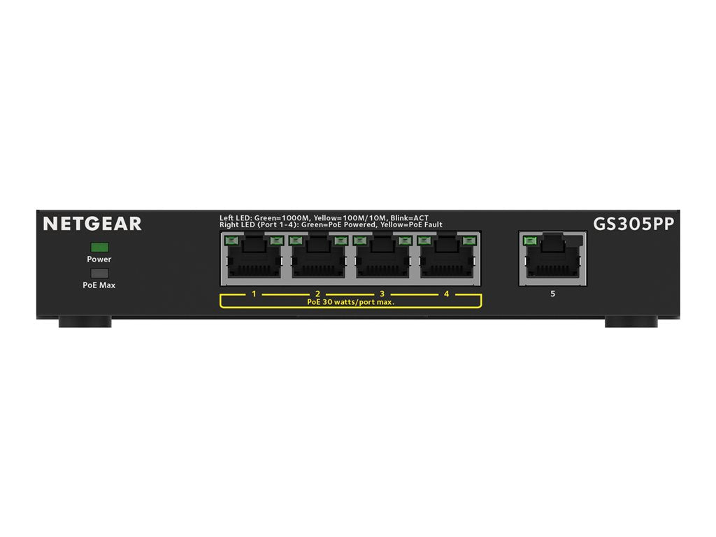 NETGEAR 5PT POE/POE+ GIGE Unmanaged Switch GS305PP