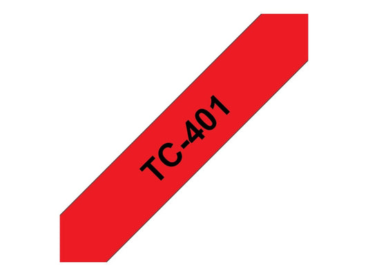 BROTHER P-TOUCH TC-401 noir sur rouge 12mm