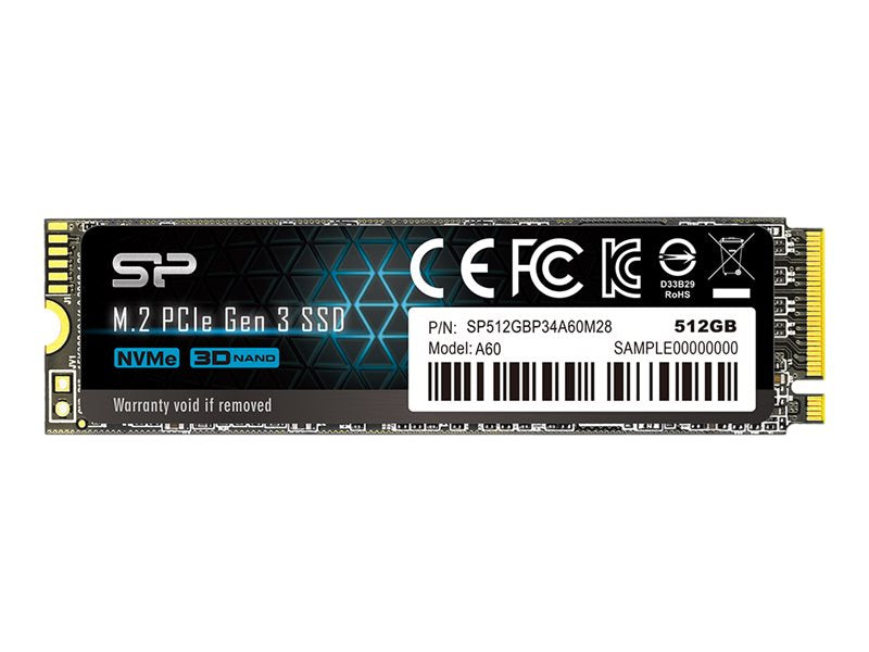 SILICON POWER COMPUTER & COMMUNICAT SILICON POWER SSD P34A60 512Go M.2 PCIe Gen3 x4 NVMe 2200/1600 Mo/s
