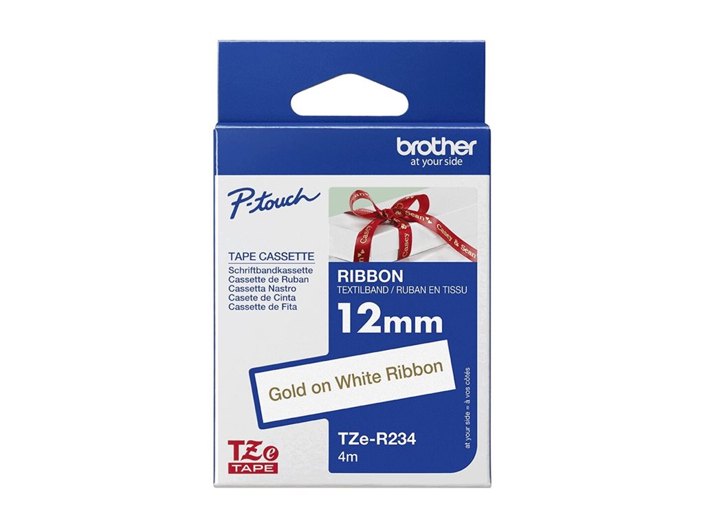 BROTHER Ruban tissus Or sur Blanc 12mm (4m)
