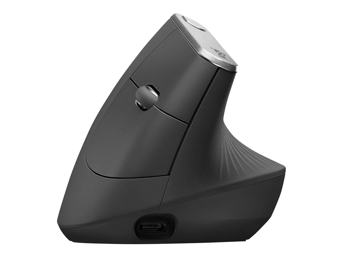 LOGITECH LOGITECH MX Vertical Vertical mouse ergonomic optical 6 buttons wireless wired Bluetooth 2.4 GHz USB wireless receiver graphite