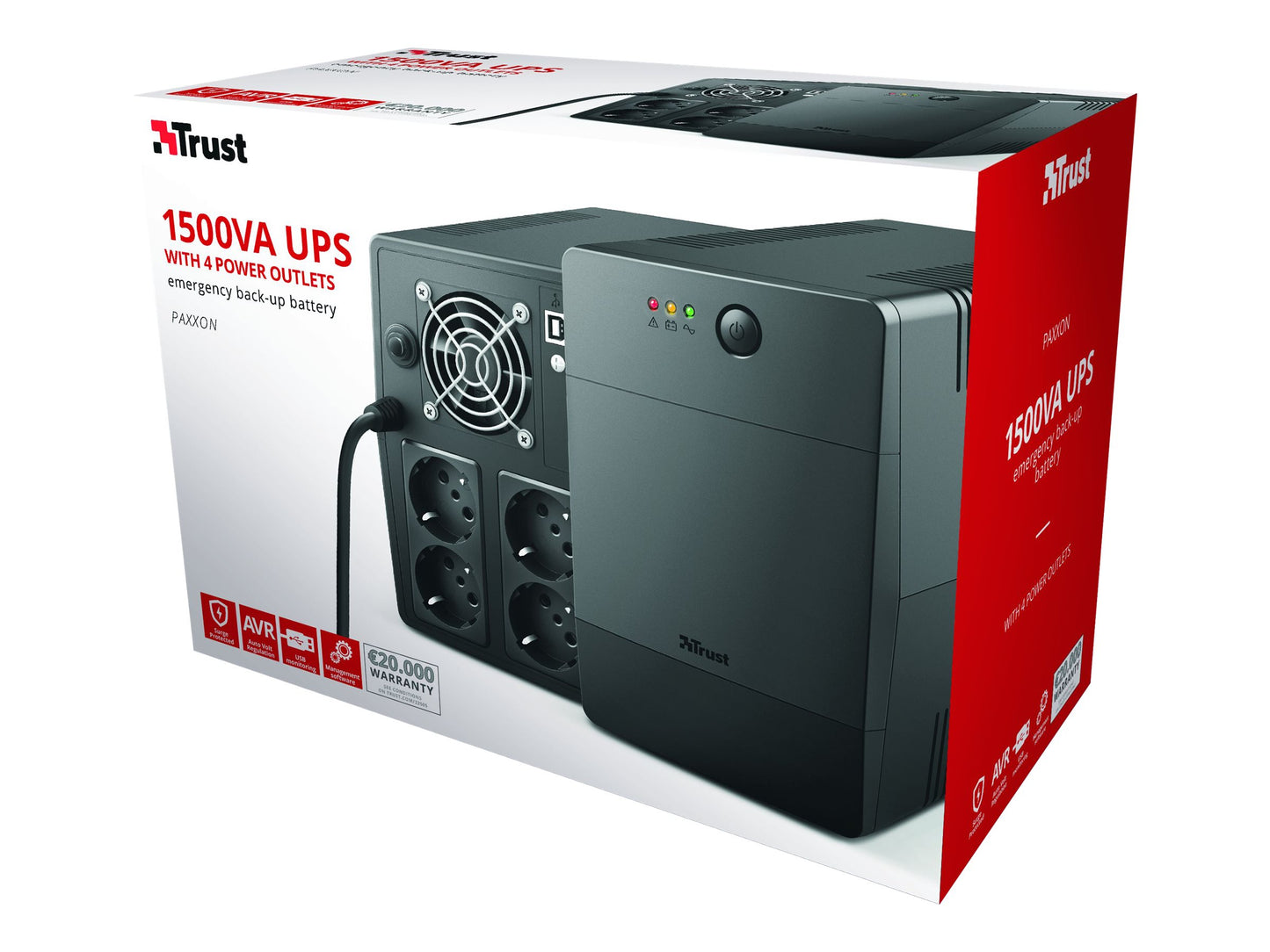 TRUST Onduleur PAXXON 1500 VA avec 4 prises