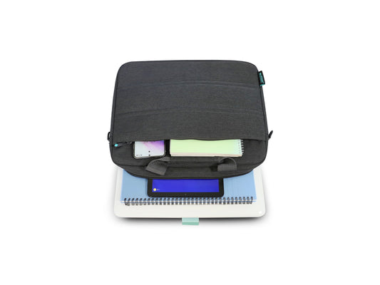URBAN FACTORY URBAN FACTORY Toploading bag made of recycled Nylon r-PET Reinforced notebook compartment Flat front pocket with zip Back patch