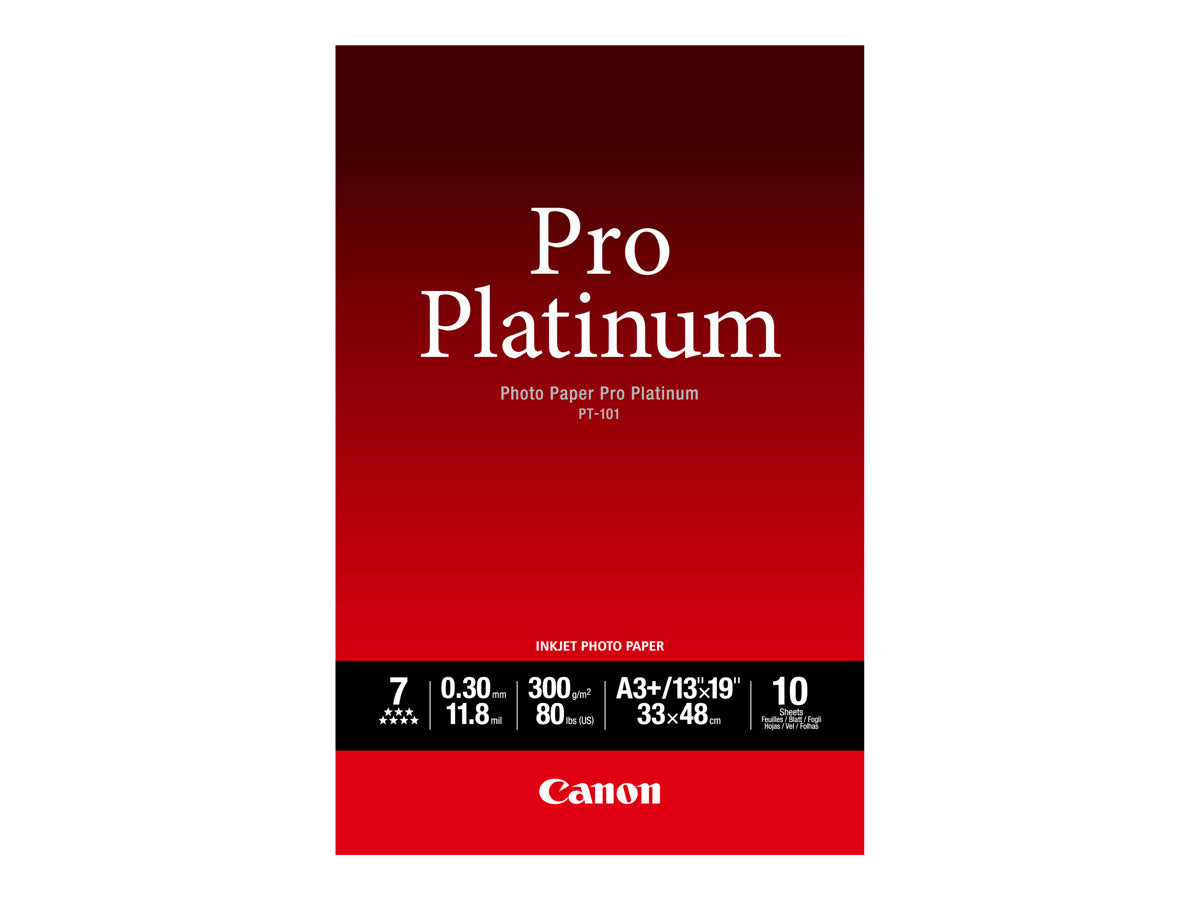CANON CANON PT-101 pro platinum photo  papier 300g/m2 A3+ 10 feuilles pack de 1