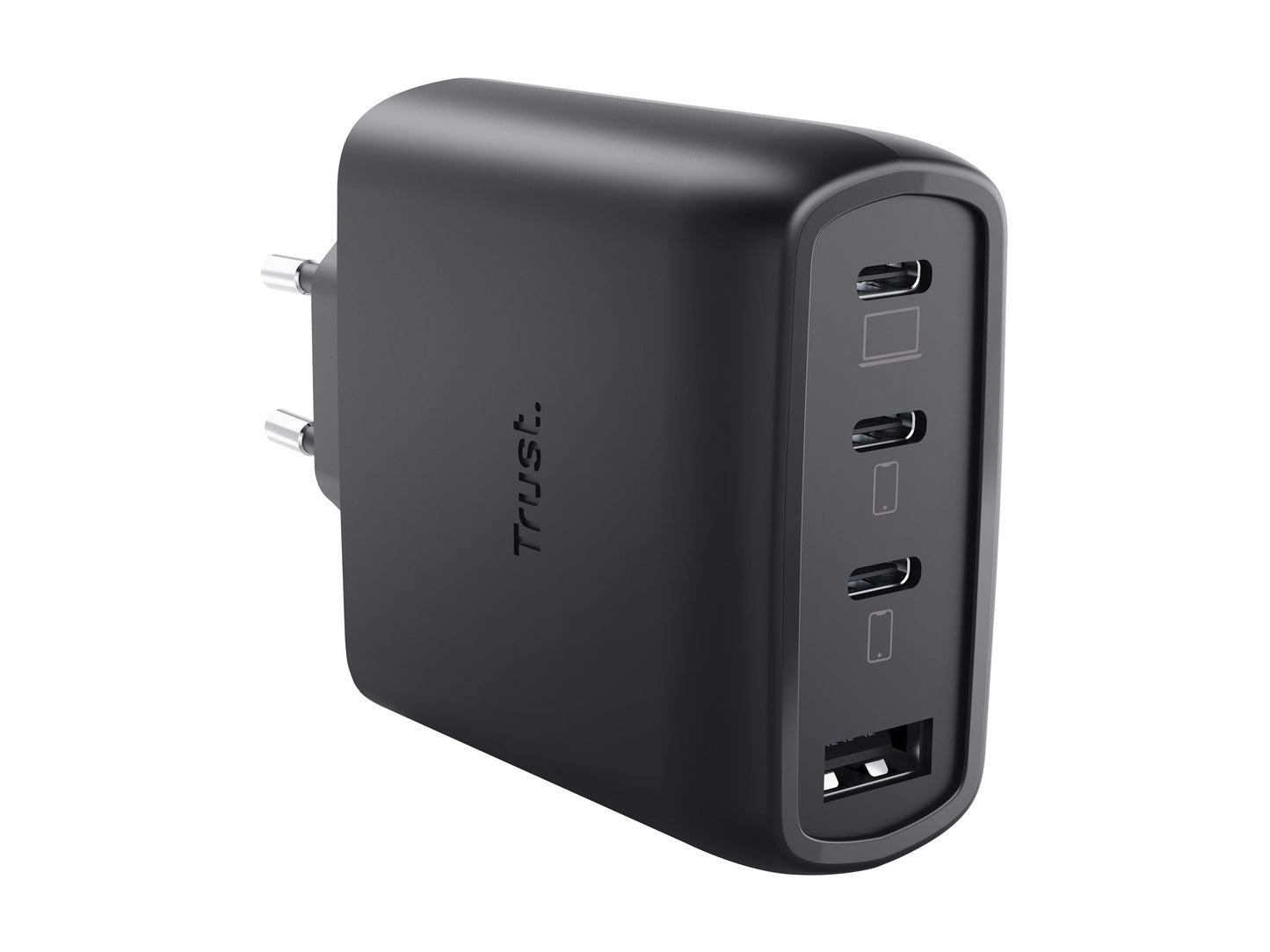 TRUST TRUST Chargeur MAXO USB 65 watts GAN 4 ports 3 USB-C + 1 USB-A + câble noir