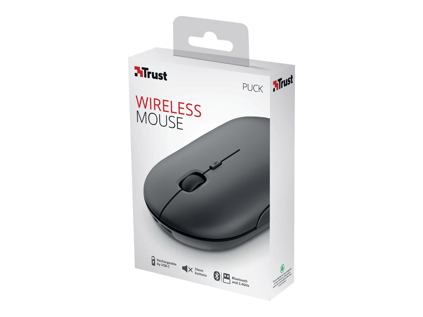 TRUST Souris sans fil PUCK Ultra-plate rechargeable - Noire