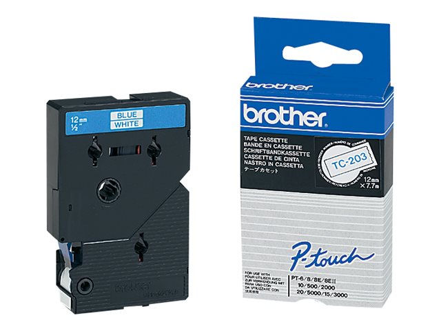 BROTHER BROTHER P-TOUCH TC-203 bleu sur blanc 12mm