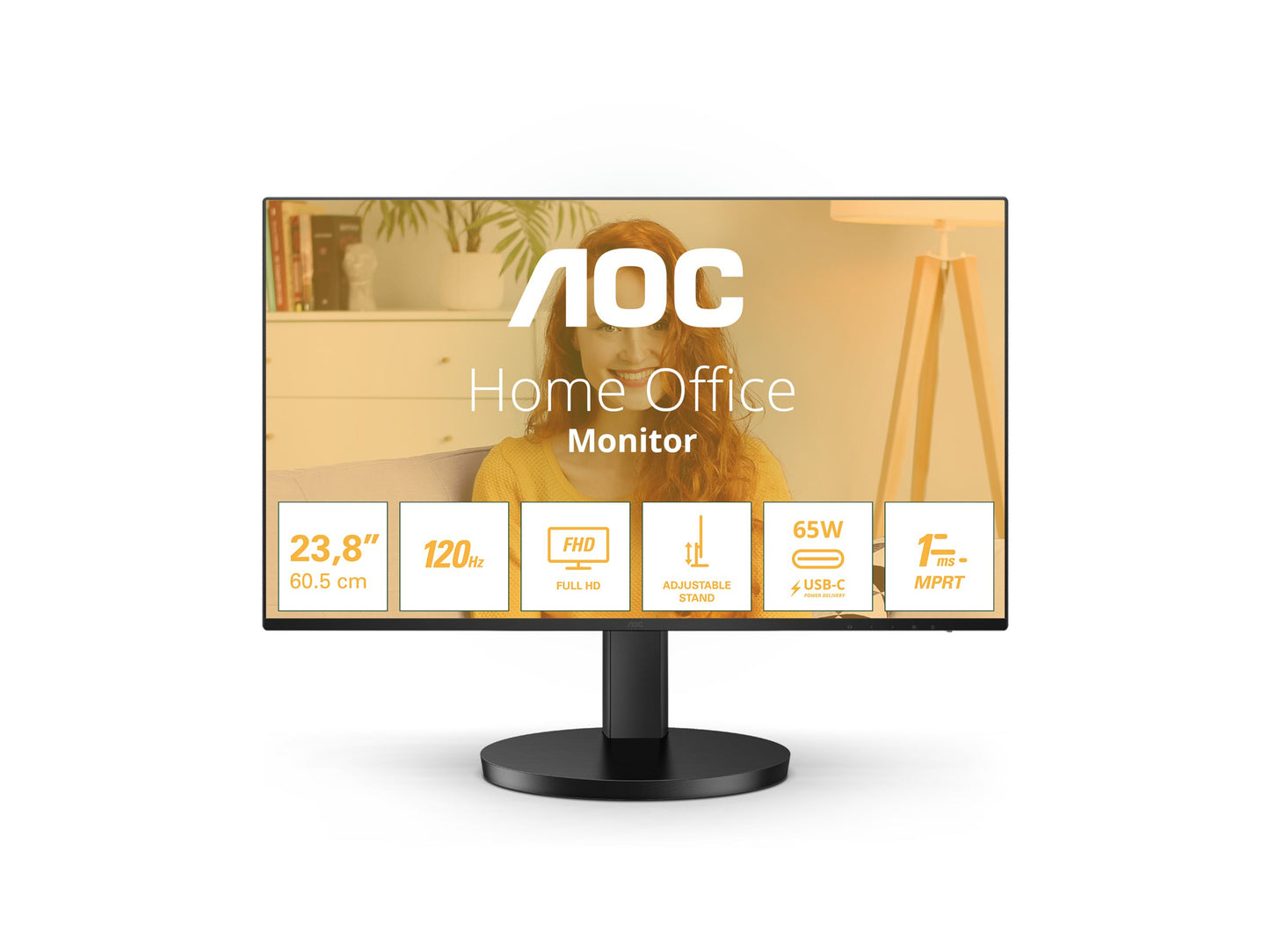 AOC 24B3CF2 - Écran 24" -1920 x 1080 Full HD (1080p) @ 100 Hz - IPS - 250 cd/m² - 1300:1 - 1 ms - HDMI, USB-C - haut-parleurs - noir