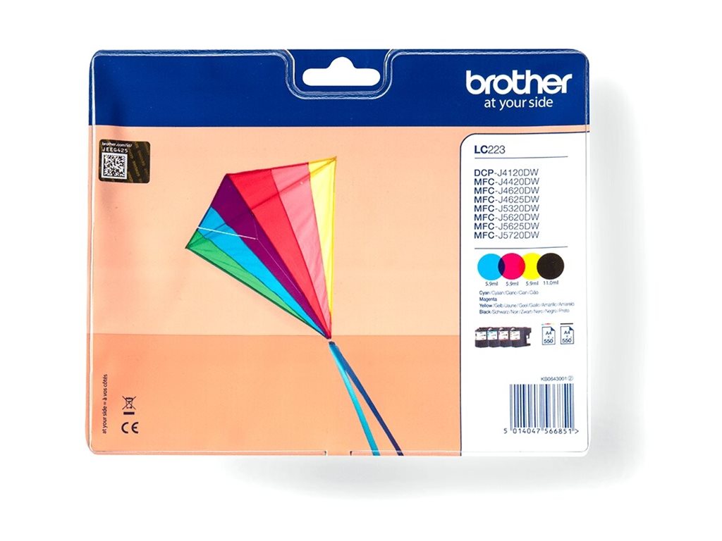 BROTHER Pack blister de 4 cartouches d encre (BK/C/M/Y) pour DCP-J562DW  MFC-J480DW  MFC-J680DW  MFC-J880DW