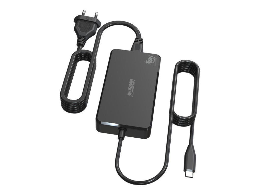 URBAN FACTORY URBAN FACTORY POWEE BLOCK CHARGEUR UNIVERSEL USB-C GAN 65W - CABLE DE 180CM EN VERSION EU ET UK - NOIR