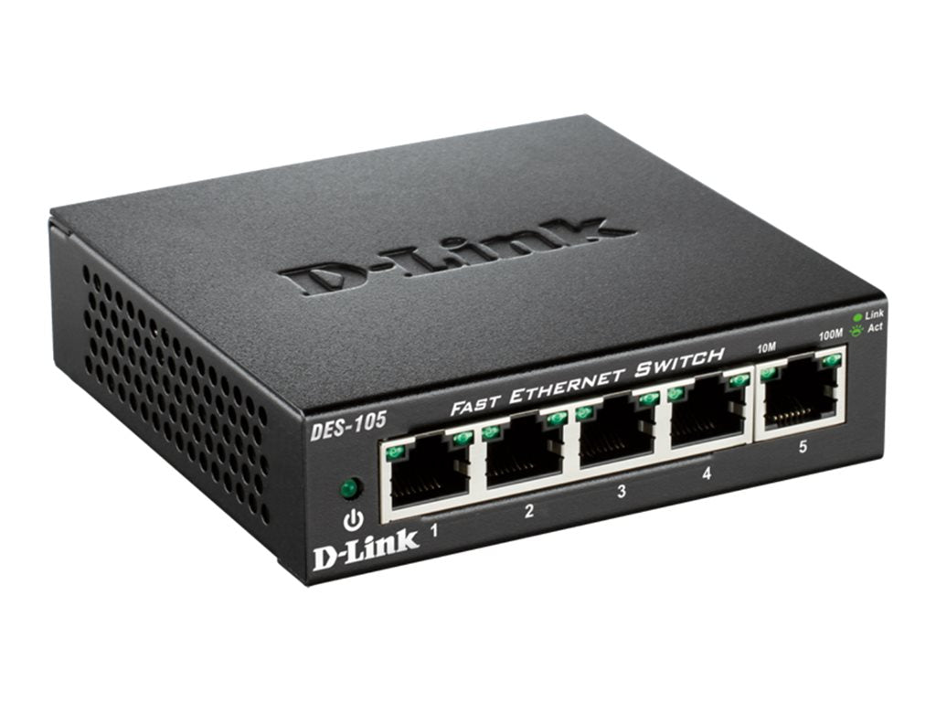 D-LINK D-LINK 5-port 10/100Mbps Fast Ethernet Unmanaged Switch - Metal Housing