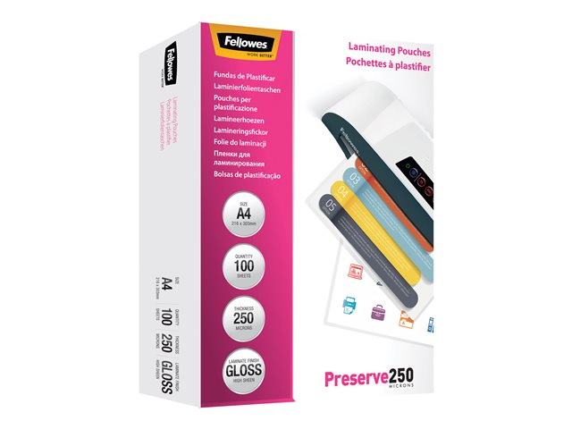 FELLOWES POCHETTES 125 MICRONS 54X86MM X 100