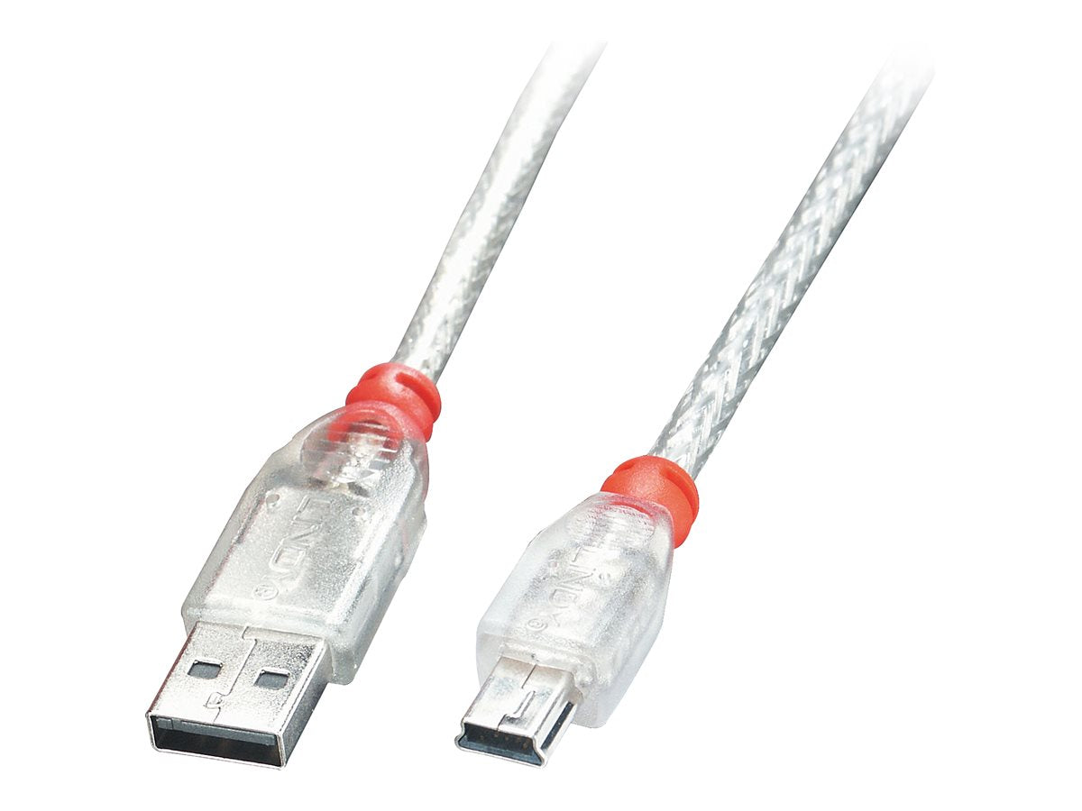 LINDY USB 2.0 Cable A/Mini-B 3m USB High Speed Transparent