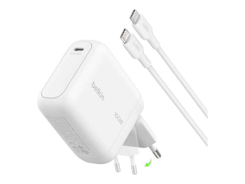 BELKIN 100W 1C GAN WALL CHARGER W/5A C-C 1.5M WH FOLDABLE EU PLUG