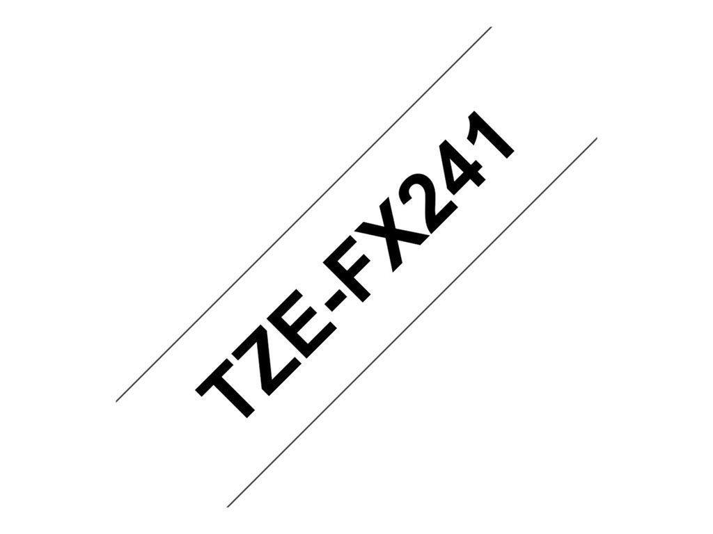 BROTHER P-TOUCH TZE-FX241 noir sur blanc 18mm