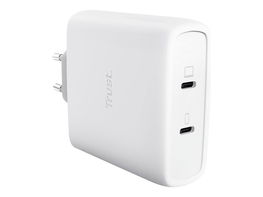TRUST Alimentation universelle MAXO USB-C 100 watts GAN Apple PC 2 ports + câble - Blanche