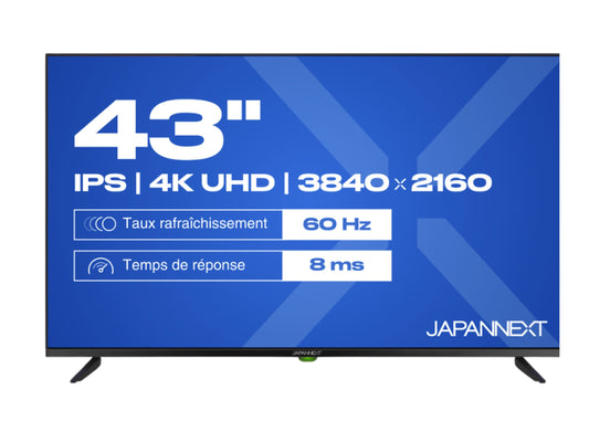 JAPANNEXT JAPANNEXT JN-IPS430UHD60F - Ecran 43p - 4K 3840x2160 UHD 60Hz - IPS - 250 cd/m2 - 1200:1 - HDR - HDMI x3 - télécommande - pieds