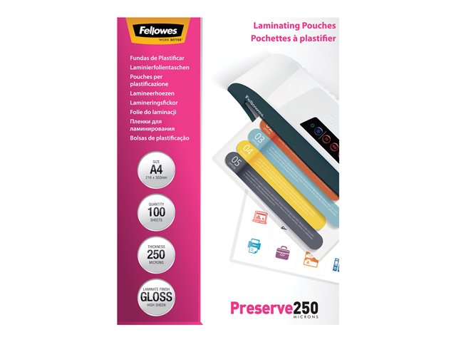 FELLOWES POCHETTES 125 MICRONS 54X86MM X 100