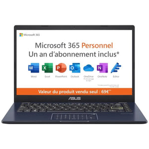 PC Portable ASUS VivoBook 14 E410 | 14" HD - Intel Celeron N4020 - RAM 4Go - 128Go eMMC - Win 11 & Microsoft 365
